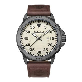 Timberland Accessoires, Heren, Bruin, ONE Size, Leer, Leren Horloge met Band
