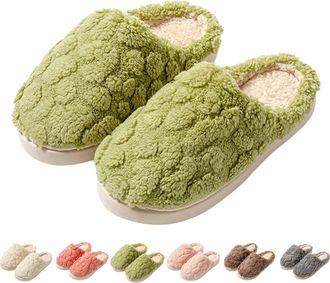 Generic Womens Fuzzy Slippers Womens Padded Slippers Winter Thermal Slipper Thick Sole Non Slip Slipper Indoor House Shoes Warm Indoor Shoes Solid Colour Bedr