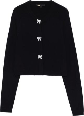 Maje bow-detail cardigan - women - Wool - 1 - Blue
