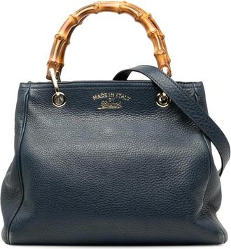 Gucci Pre-owned Handbags, female, Blue, Size: ONE SIZE Pre-owned Leather Top Handle Bag