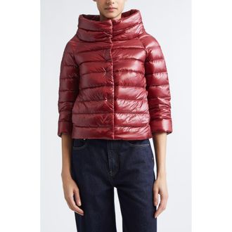 Herno Sofia Iconic Down Crop Puffer Jacket in Burgandy at Nordstrom Rack, Size 0 Us / 36 It