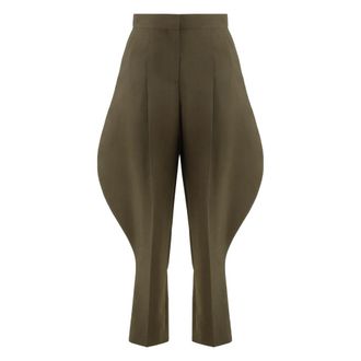 Fendi Wol en Mohair Pantalon - Dames - Broeken - Groen - Maat: XS Wol