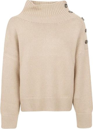 Yves Salomon Maglione a collo alto con bottoni - - Knitwear - Donna - Beige - S