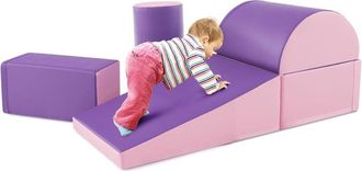 Costway Costway - Juego De Bloques De Espuma Grandes Para Beb&eacute; Bloques De Construcci&oacute;n Juguetes Educativos Para Ni&ntilde;os, Morado Y Rosa