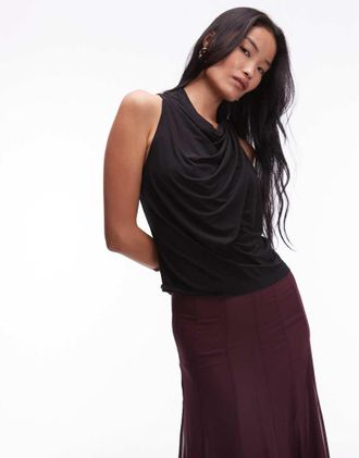 & Other Stories Top drappeggiato nero allacciato al collo