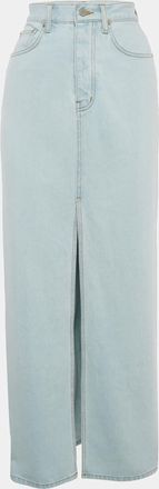 Frankie Shop Blue Denim Slit Detail Maxi Skirt