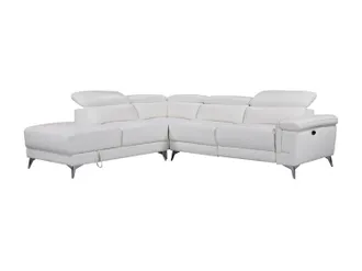 Vente-Unique Vente-unique - Divano Angolare Relax Elettrico In Pelle Avorio - Angolo A Sinistra - Pascaline