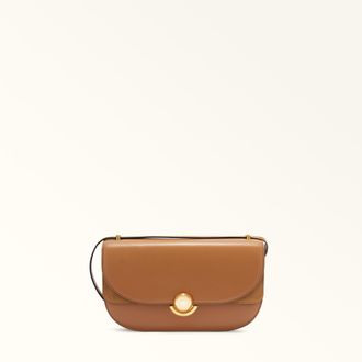 Furla Sfera Borsa A Tracolla Brandy Marrone Pelle Di Vitello Morbida + Camoscio Donna