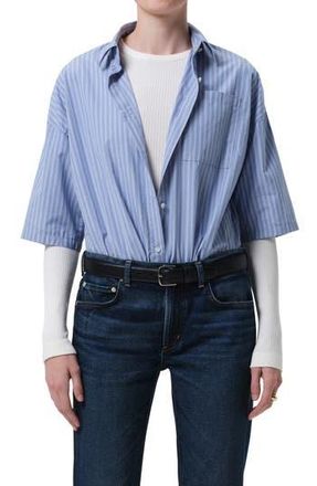 Citizens Of Humanity Frances Cape Crop Cotton Button-Up Shirt in Kindered Stripe at Nordstrom Rack, Size X-Small