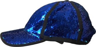 Dolce & Gabbana Royal Blue Sequin Baseball Hat Men Polyester Elastane