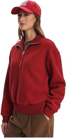 Varley Jaylin 1/2 Zip Fleece Womens Sweatshirt Red Dahlia : SM, Polyester