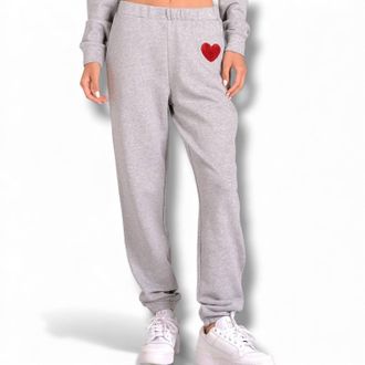 Elan Womens Hearts Desire Sweatpants In Grey/red Heart
