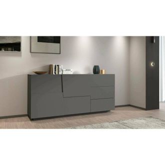 Dmora Credenza Avelignese, Buffet da soggiorno, Madia da salotto con 2 ante e 3 cassetti, 180x44h86 cm, Antracite - Dmora