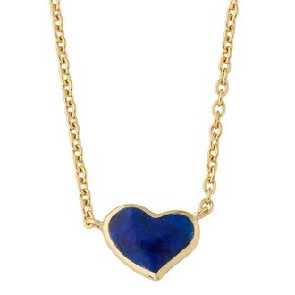 Jan Leslie Single Heart 18 Necklace Set In Sterling Silver With 18K Gold Overlay in Blue at Nordstrom
