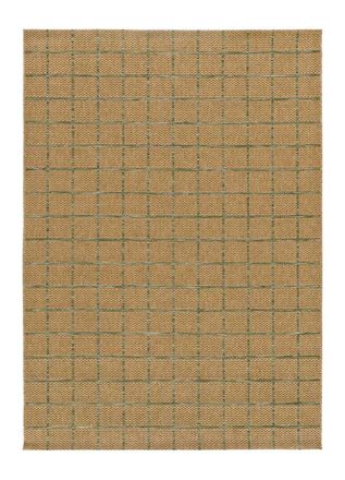 Atticgo Alfombra de exterior efecto yute geom&eacute;trica marr&oacute;n/verde 160x230 cm