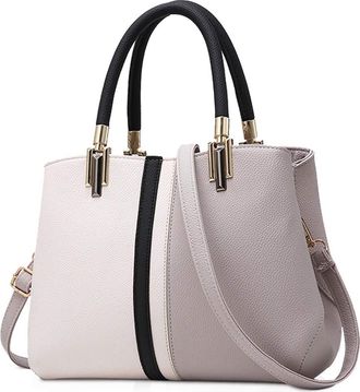 Nicole & Doris NICOLE&DORIS Women Handbags Striped Bag Fashion Style Zipper Shoulder Bag Elegant bags Ladies Tote Crossbody Bag with Contrast color Gray