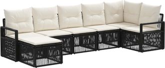 vidaXL Conjunto De Sof&aacute;s De Jard&iacute;n 7 Uds. Negro Rat&aacute;n Sint&eacute;tico Vidaxl
