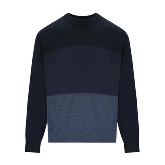 Emporio Armani Truien & Vesten, Heren, Blauw, XL, Wol, Blauwe Gradient Wollen Trui