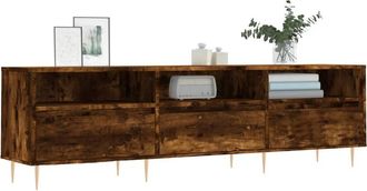 Berkfield Home TV Cabinet Smoked Oak 150x30x44.5 cm Engineered Wood in Brown