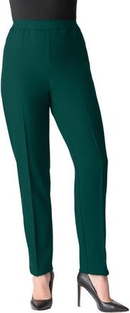 Roaman's Petite Plus Size Classic Bend Over Structured Straight Leg Pull-On Pant in Emerald Green at Nordstrom, Size 36Short