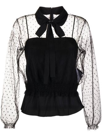 Red Valentino polka dot transparent blouse - Black