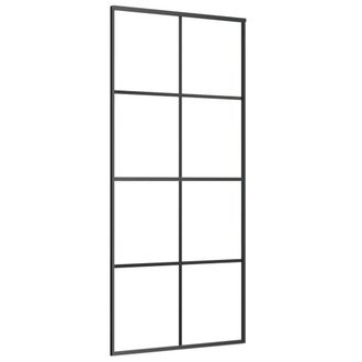 Berkfield Home Sliding Door Aluminium & ESG Glass 90x205 cm Black