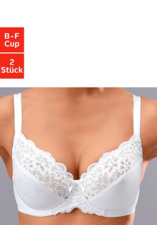 Petite Fleur B&uuml;gel-BH PETITE FLEUR, Damen, Gr. 11,5, Cup E, weiss (2xwei&szlig;), Spitze, Obermaterial: 90% Polyamid, 10% Elasthan, BHs B&uuml;gel-BH, mit elastischer Spitze,