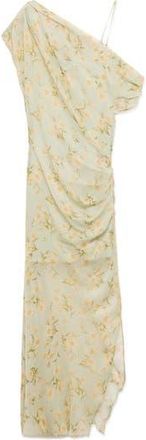 Mango Donna Floral Cold Shoulder Chiffon Maxi Dress in Pastel Green at Nordstrom Rack, Size 6