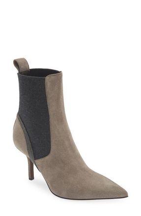 Brunello Cucinelli Pointed Toe Bootie in C8212 Dark Grey at Nordstrom, Size 8Us