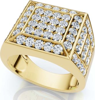 Pompeii3 3Ct Diamond Mens Cluster Anniversary Wedding Ring in 10k Yellow Gold