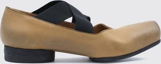 Uma Wang Mary Jane Leather Flats with Square Toe and Elasticized Laces