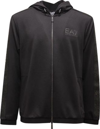 Armani 7M000308 Af 13526 Full-Zip Lurex Sweatshirt - Heren - Vesten met rits - Zwart - S - Polyester - Hoodies & sweatvesten