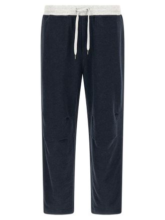 Brunello Cucinelli Blue Cotton Blend Solid Joggers