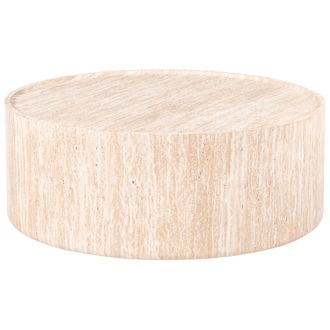 Beliani Mesa De Centro Moderna De Mdf Con Chapa De Papel Forma Redonda Sala De Estar Efecto Travertino Buloke