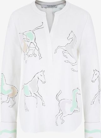Herzen&rsquo;s Angelegenheit Bluse mit V-Ausschnitt aus Krepp mit Pferde-Muster Gina S