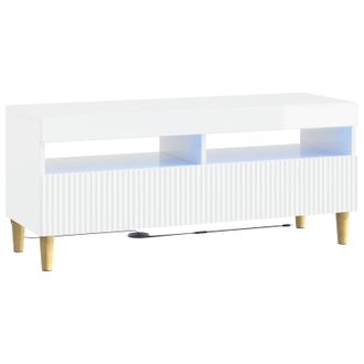 vidaXL Mueble De Tv Led Blanco Brillante Madera De Ingenier&iacute;a Vidaxl