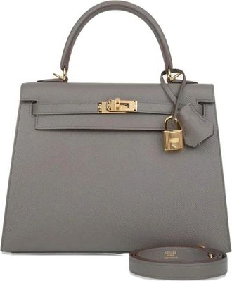 Hermès 2024 Kelly Sellier 25 Epsom gold-hardware handbag - Grey