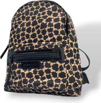 Longchamp pink yellow Nylon Patent Leather Backpack (Pre-Owned)