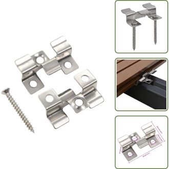 vidaXL The Living Store Clip per Decking 100 pz con 200 Viti in Acciaio Inossidabile - Clip in acciaio inossidabile