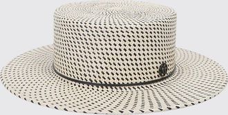 Maison Michel Cappello di paglia Kiki a tesa larga con motivo geometrico