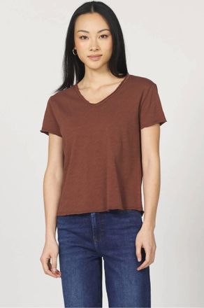 Dear John Denim Vanya V-Neck Slub Tee In Cocoa