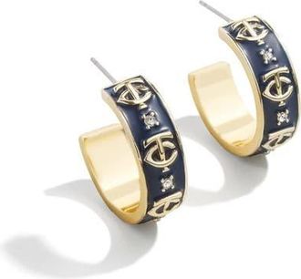 WEAR by Erin Andrews x BaubleBar Minnesota Twins Enamel Hoop Earrings in Gold at Nordstrom