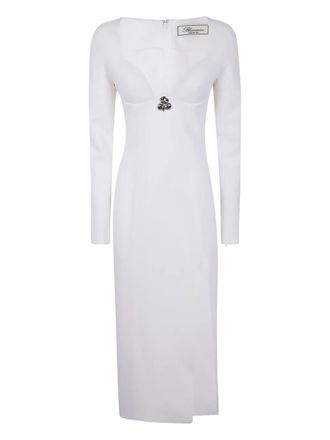 Blumarine V Neck Midi Crepe Double Dress