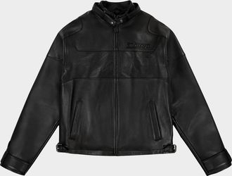 Avirex Mens Black-Out Leather Racing Jacket