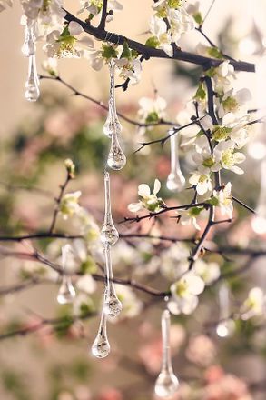 Terrain Glass Raindrop Charm Strands, Set of 2