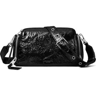 Tory Burch Perry Voyager Crinkled Patent Leather Crossbody Bag in Black at Nordstrom