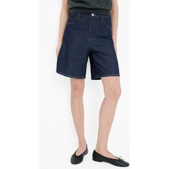 Mango High Waist Long Denim Shorts in Open Blue at Nordstrom, Size 12