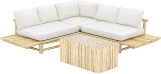 Rendez-Vous D&eacute;co Jard&iacute;n blanco para 4 personas en madera de teca, sof&aacute;, mesa baja