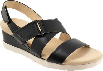 Softwalk Novi Ankle Strap Wedge Sandal in Black at Nordstrom, Size 10.5