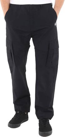 Marcelo Burlon Mens Black White Cross Logo Cargo Pants